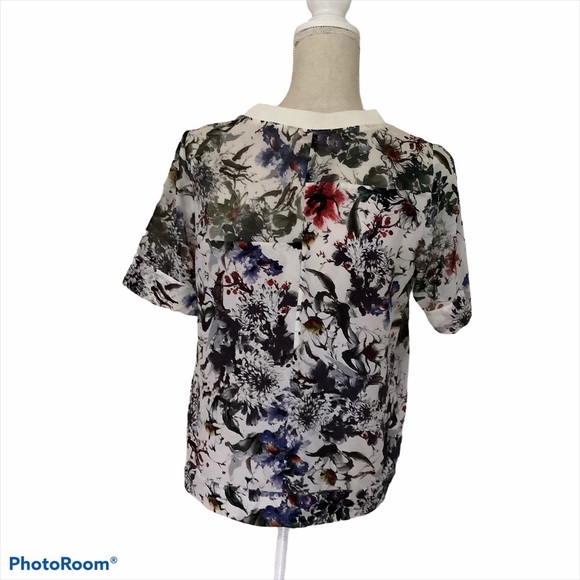 Rebecca Taylor Women's 100% Silk Floral Sheer Blouse Size 4 - Picture 2 of 5